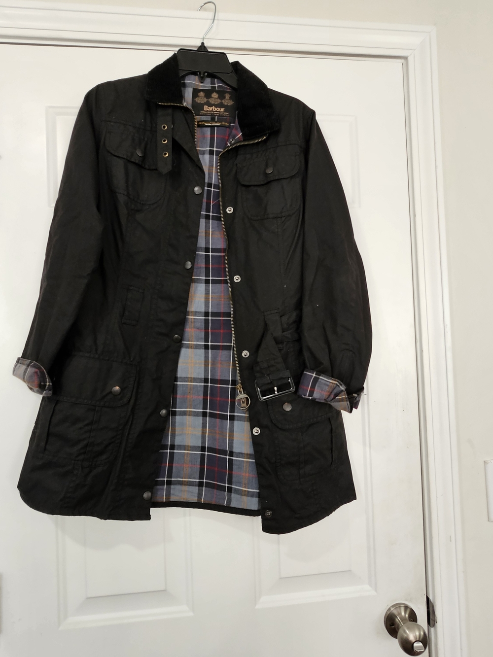 Barbour Sylkoid Black Waxed Cotton Field Jacket - Women's Size US 4